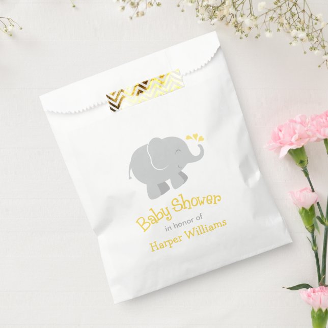 Moderne Baby-Dusche in Gelb und Grau Geschenktütchen (Versiegelt)
