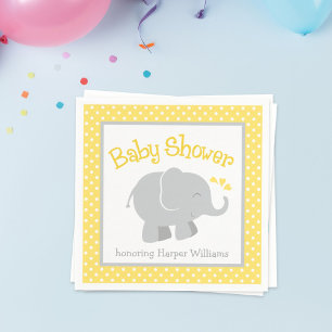 Moderne Baby-Dusche in Gelb und Grau Serviette