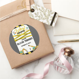 Moderne Baby-Dusche unter Bauarbeiten Runder Aufkleber