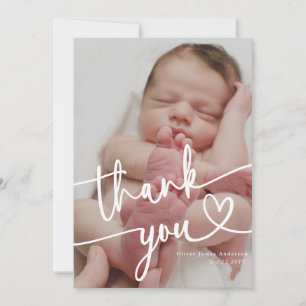 Moderne Baby-Foto-Collage Dankeschön Herz Dankeskarte