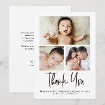 Moderne Baby-Foto-Collage Dankeskarten für Neugebo