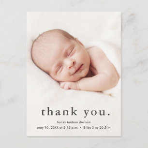 Moderne Baby-Foto-Dankeskarte zur Geburt Ankündigungspostkarte