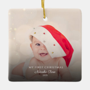 Moderne Baby-Fotos 1. Weihnachten Keramikornament