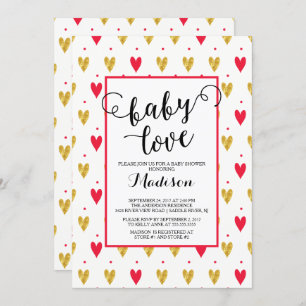 Moderne Baby Liebe Herz Babydusche Einladung