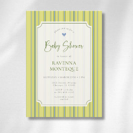 Moderne Baby-Party Citrus Blau Gestreift Einladung