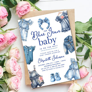 Moderne Baby-Party im Blue-Jean-Baby-Denim-Thema f Einladung