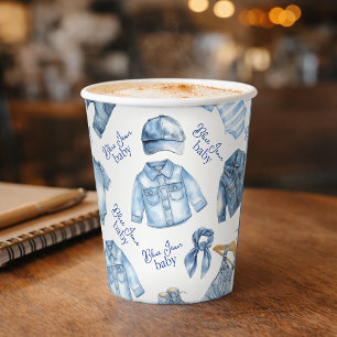 Moderne Baby-Party im Zeichen von Blue Jean Baby D Pappbecher