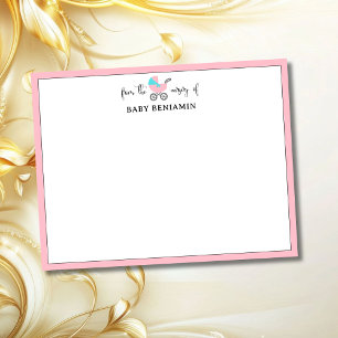 Moderne Baby-Pink-Babykinderwagen-Geburtskarten-No Einladung