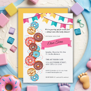 Moderne Baby Shower Einladung Donut Baby mit Streu