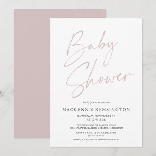 Moderne Baby Shower Karte für Mädchen in Staubigem