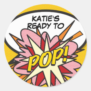 Moderne Baby Shower 'Ready to POP' Lustig Runder Aufkleber