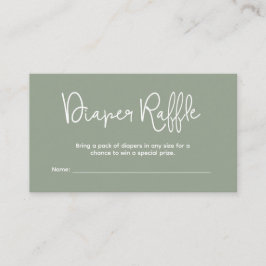 Moderne Baby Shower Sage Green Windel-Raffle Begleitkarte