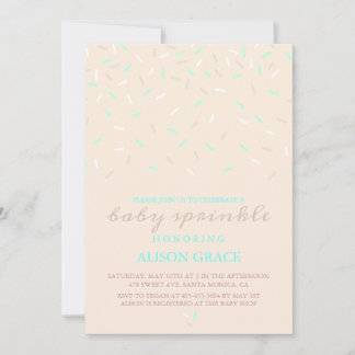 Moderne Baby-Sprinkle-Einladung in Pfirsich und Bl Einladung
