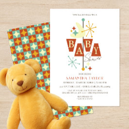 Moderne Babydusche aus der Mitte des Jahrhunderts Einladung