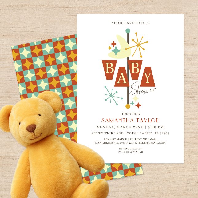 Moderne Babydusche aus der Mitte des Jahrhunderts  Einladung (Mid Century Modern Baby Shower - Gender Neutral )