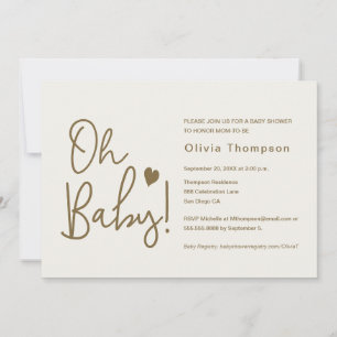 Moderne Babydusche Creme Beige Custom Oh Baby Einladung