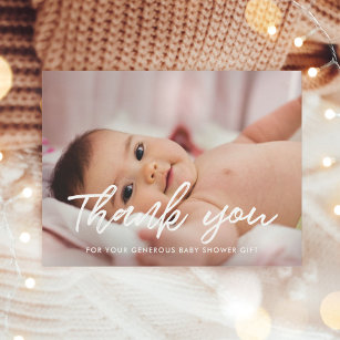 Moderne Babydusche danke Foto Postkarte