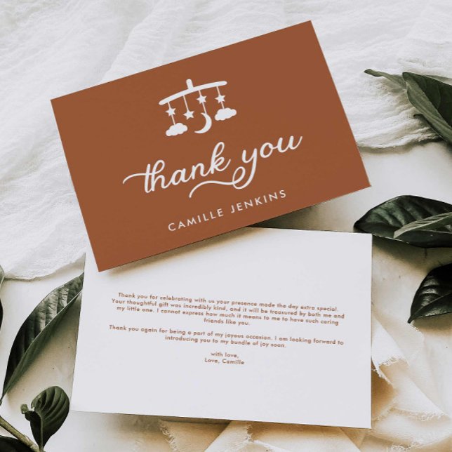Moderne Babydusche Dankeskarte (Modern Terracotta Baby Shower Thank you card)