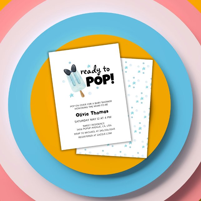 Moderne Babydusche für den Pop Bow Ice Cream Einladung (Modern Ready To Pop Bow Ice Cream Baby Shower Invitation)