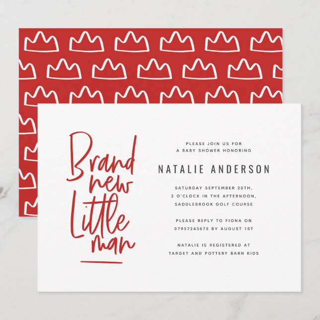 Moderne Babydusche Party Einladung (Vorne/Hinten)