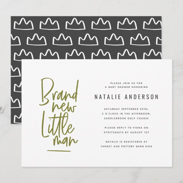 Moderne Babydusche Party Einladung (Vorne/Hinten)