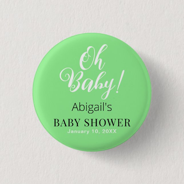 Moderne Babydusche - Personalisierter Text Button (Vorderseite)
