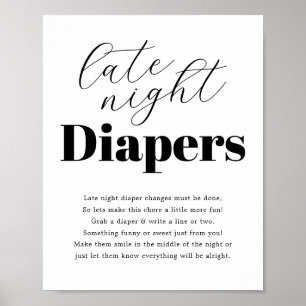 Moderne Babydusche "Spate Night Diaper" Poster