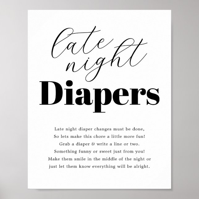 Moderne Babydusche "Spate Night Diaper" Poster (Vorne)