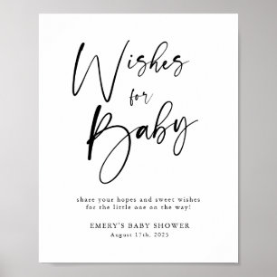 Moderne Babydusche-Wünsche für Baby-Zeichen Poster