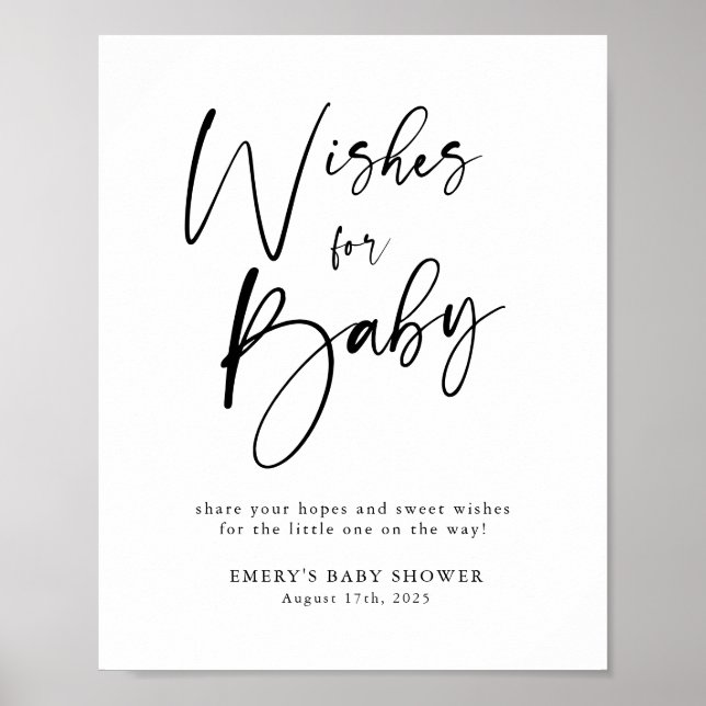 Moderne Babydusche-Wünsche für Baby-Zeichen Poster (Vorne)