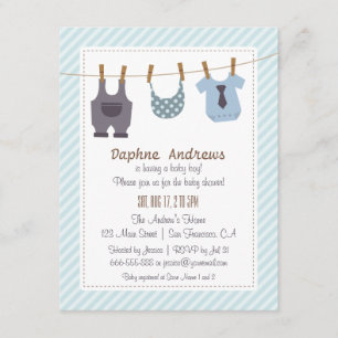 Moderne Babykleidung Baby Boy Shower Einladungen