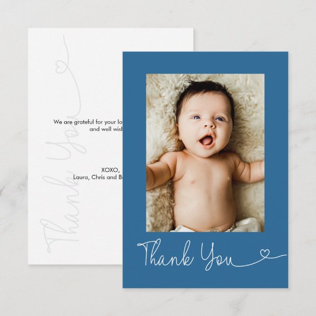 Moderne Babyparty - Danke Foto Herz (Vorne/Hinten)