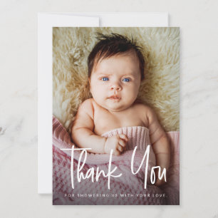 Moderne Babyparty Dankeschön individuell mit Foto Dankeskarte