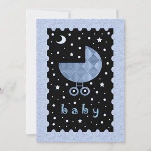 Moderne Babyparty-Einladung Blau und Schwarz Himme Einladung