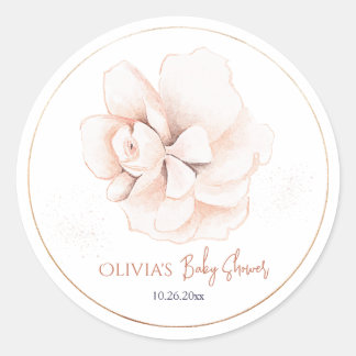 Moderne Babyparty-Einladung mit sanften Wildblumen Runder Aufkleber