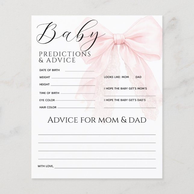 Moderne Babyparty für Mädchen mit rosa Schleife (Vorderseite)