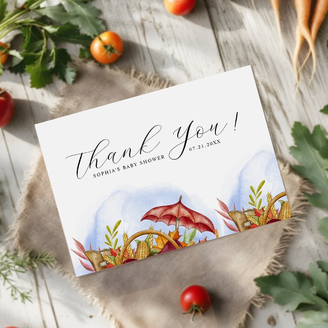 Moderne Babyparty mit lokalem Bio-Anbau Dankeskarte (Von Creator hochgeladen)