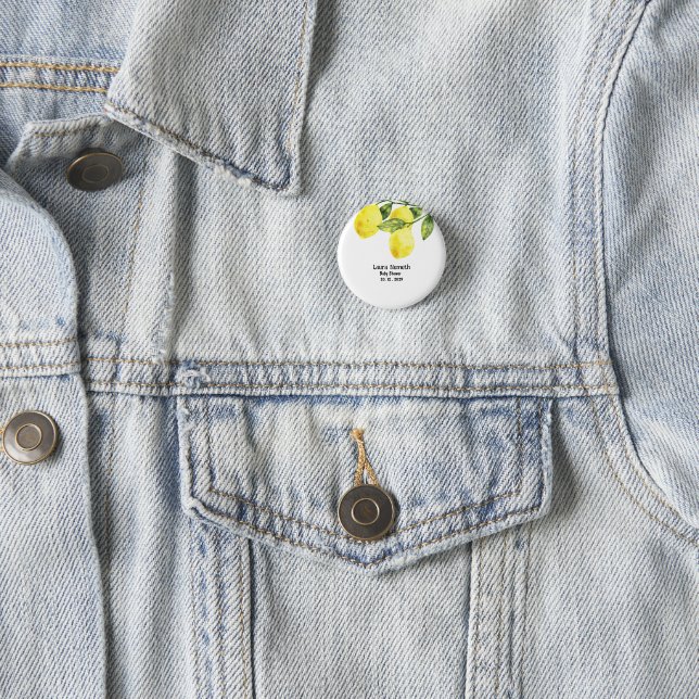 Moderne Babyparty mit Zitronenzweig  Button (Beispiel)