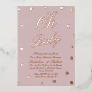 Moderne Babyparty-Punkte Rosa Gepresst  Folieneinladung