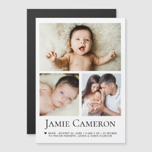 Moderne Babys Fotocollage Minimalistisches Herz Magnetkarte