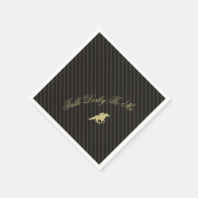 Moderne Back & Gold Stripe Rennpferd Derby-Party Serviette (Ecke)