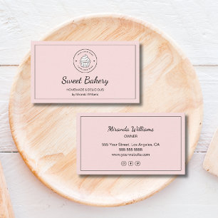 Moderne Bäckerei Benutzerdefiniertes Logo Rosa Visitenkarte