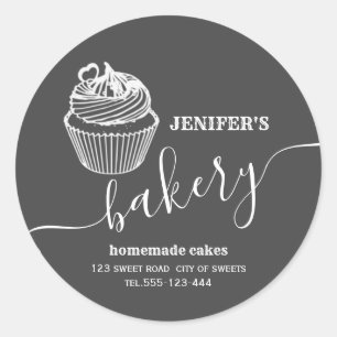 Moderne Bäckerei Hausgemachte Kuchen und Süßigkeit Runder Aufkleber