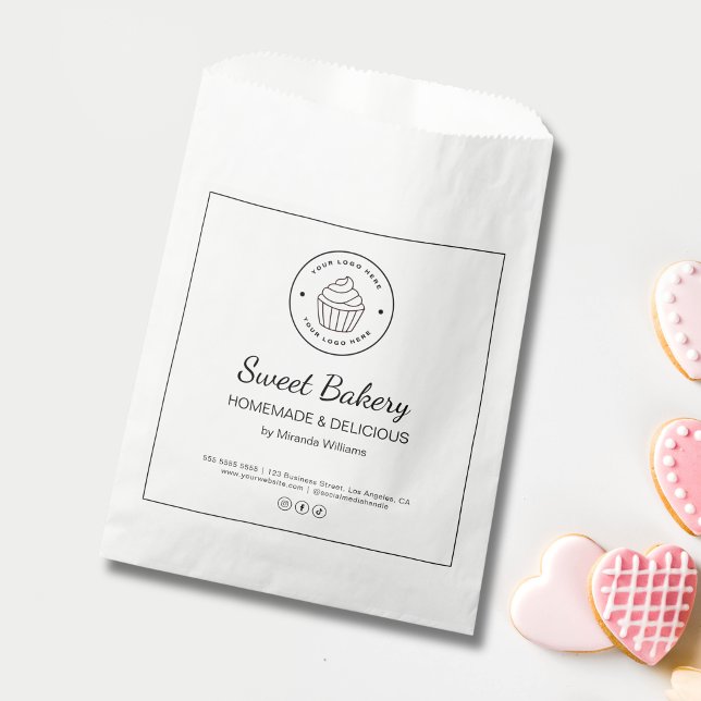 Moderne Bäckerei individuell bedruckte Papiertüte Geschenktütchen (Modern Bakery Custom Logo Paper Bag)