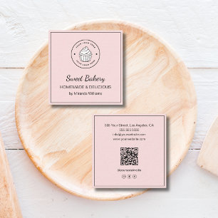 Moderne Bäckerei Individuelles Logo QR Social Medi Quadratische Visitenkarte