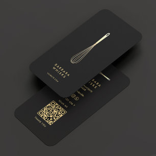Moderne Bäckereien Elegantes Black Gold Whisk Visitenkarte
