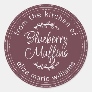 Moderne Backwaren Blaubeermuffins Burgunderrot Runder Aufkleber