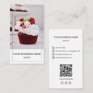 Moderne Backwaren-Foto-QR-Social-Media-Icons in We Visitenkarte