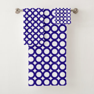 Moderne Badehandtuchgarnitur in Marineblau und Wei Badhandtuch Set