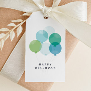 Moderne Ballon-Bündel-Jungen-Geburtstag Geschenkanhänger